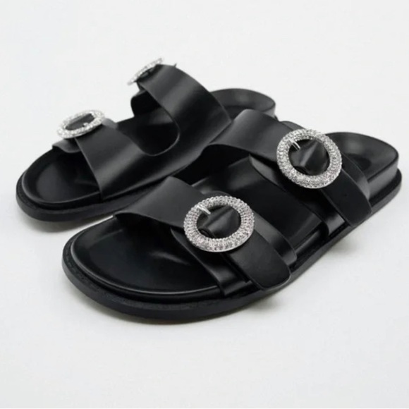 Zara Rhinestones BUCKLE SANDALS - Picture 3 of 10